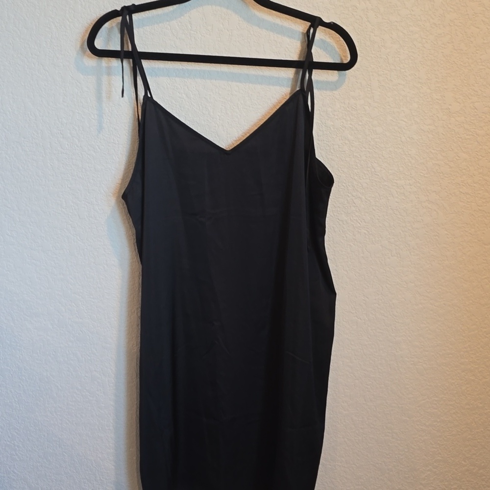 Miss to Mrs. Black Cami Slip Dress Tie Straps V-Neck Size XL
